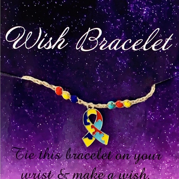 Autism Awareness Colorful Puzzle Piece Wish Bracelet - Picture 1 of 1